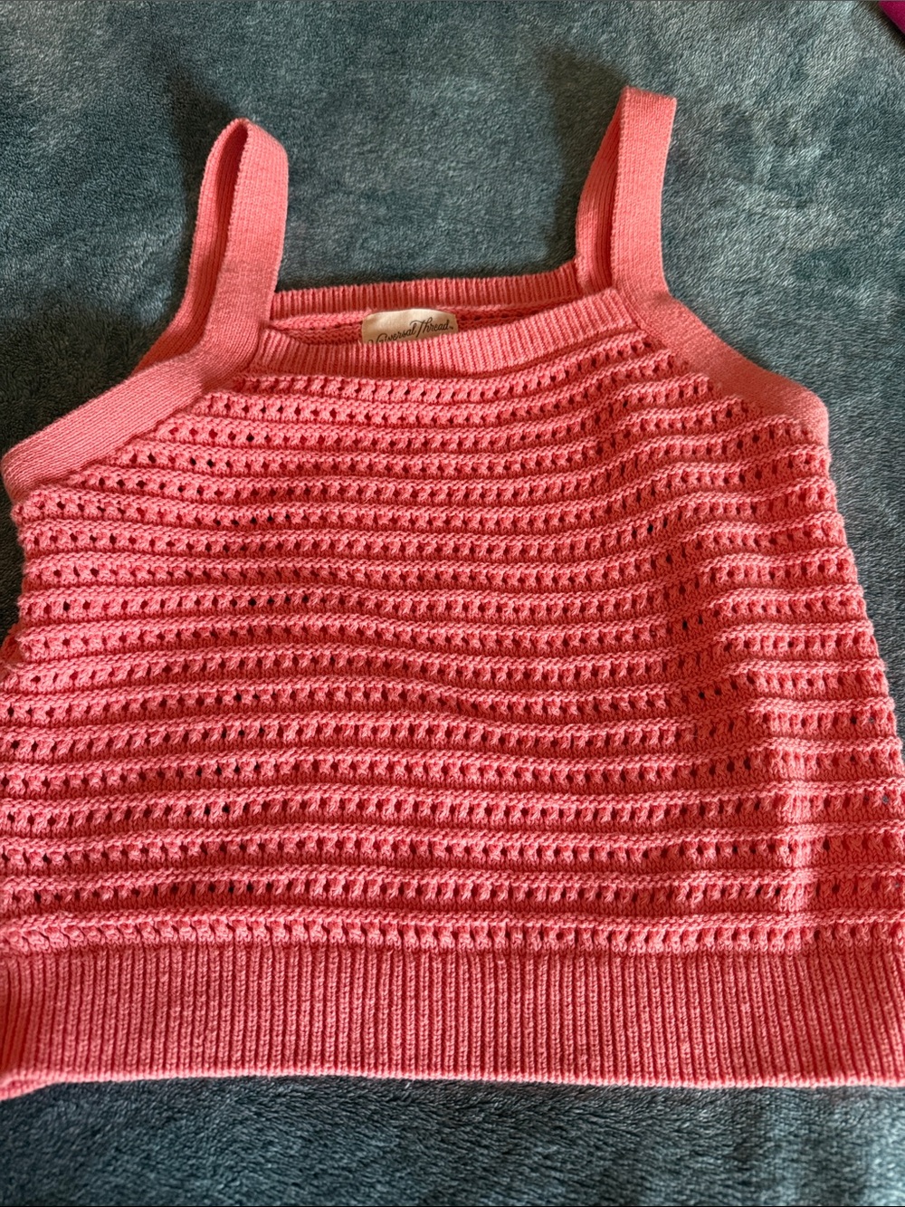 Universal Thread Coral Crochet Tank Top